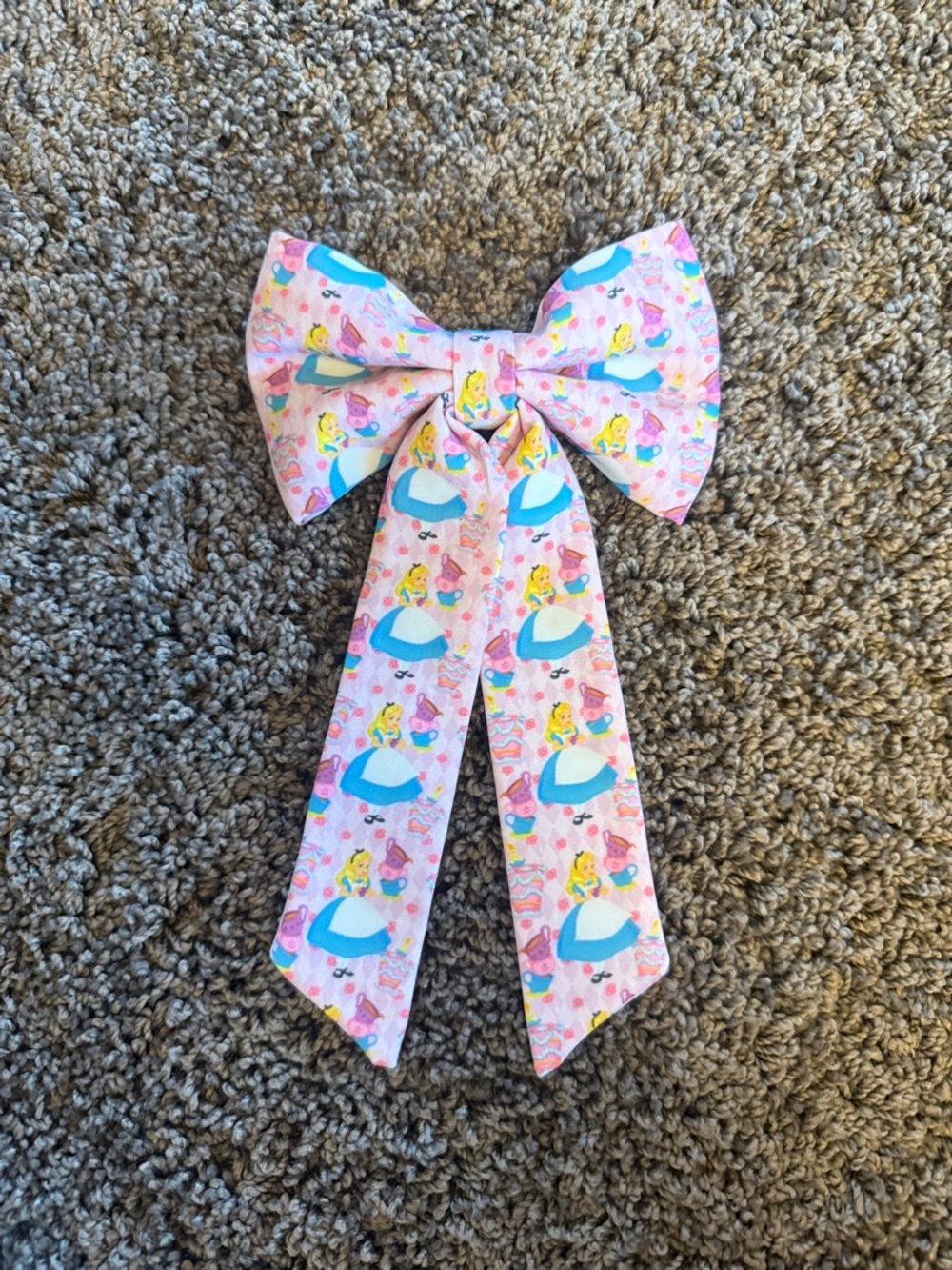 New SCL alice in wonderland long bow clip barrette - A Very Merry Unbirthday